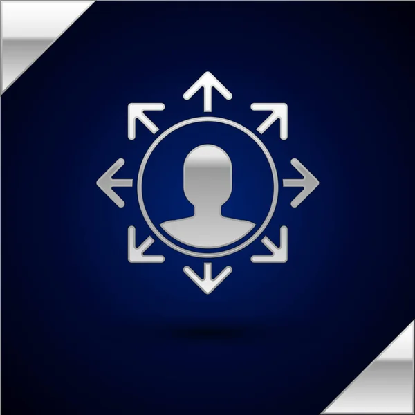 Silver Project team Base-ikonen isolerad på Mörkblå bakgrund. Affärsanalys och planering, konsultering, teamarbete, projektledning. Vektor illustration — Stock vektor