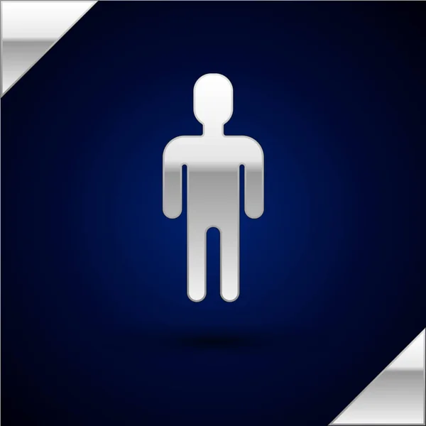 Srebrny użytkownik mężczyzny w biznesie ikona garnitur na białym tle na niebiesko. Ikona profilu użytkownika symbol awatara biznesowego. Męski znak użytkownika. Ilustracja wektorowa — Wektor stockowy