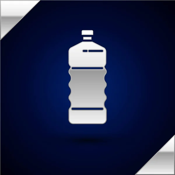 Silver Plastic bottle icon isolated on dark blue background. Vector Illustration — Stock Vector