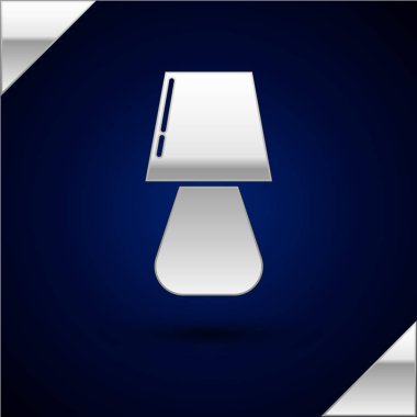 Gümüş Masa lamba simgesi koyu mavi arka plan üzerinde izole. Vektör İllüstrasyonu