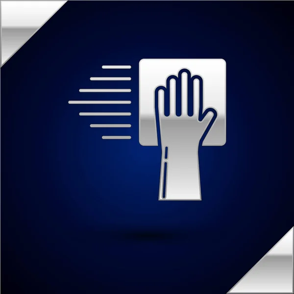 Silver Cleaning Service icoon geïsoleerd op donker blauwe achtergrond. Vector illustratie — Stockvector