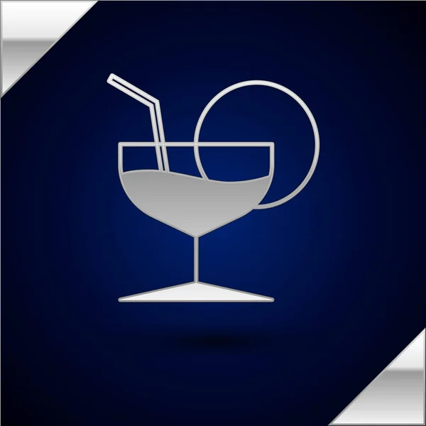 Skleněná sklenička Martini, samostatná na tmavomodré pozadí. Koktejlová ikona. Ikona skleněného vína. Vektorová ilustrace — Stockový vektor