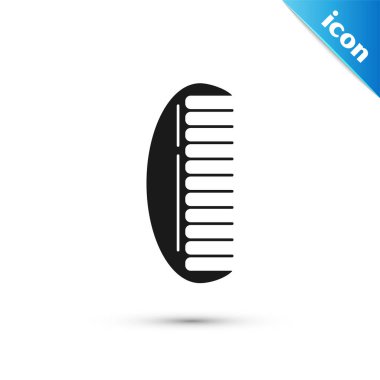 Beyaz arkaplanda siyah saç fırçası simgesi izole edildi. Taraklı saç işareti. Berber sembolü. Vektör İllüstrasyonu