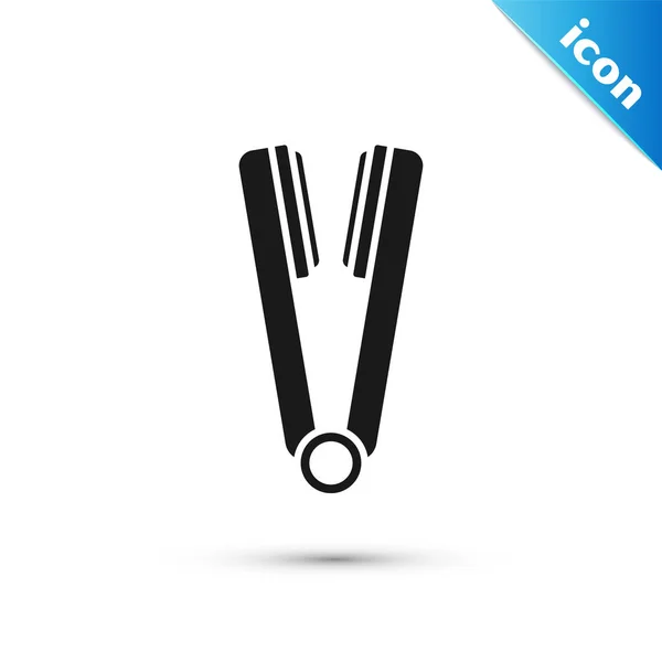 Czarne Curling żelaza ikona włosów na białym tle. Ikona prostownicy do włosów. Ilustracja wektorowa — Wektor stockowy