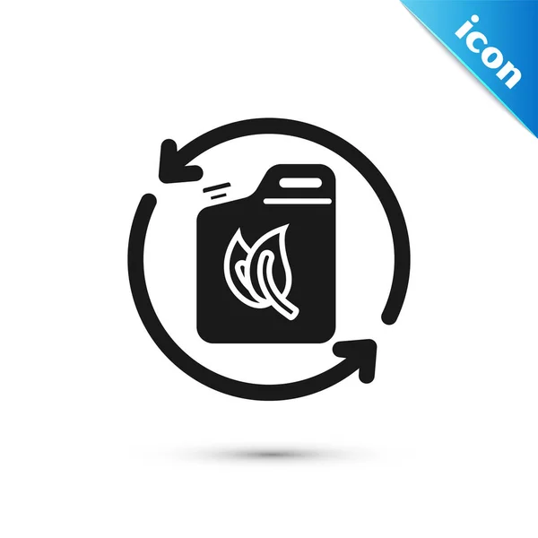 Black Bio fuel canister icon isolated on white background. Eco bio and barrel. Green environment and recycle. Vector Illustration — Stock Vector