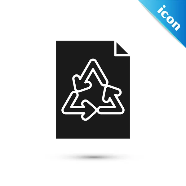 Papel preto com ícone de reciclagem isolado no fundo branco. Ilustração vetorial — Vetor de Stock