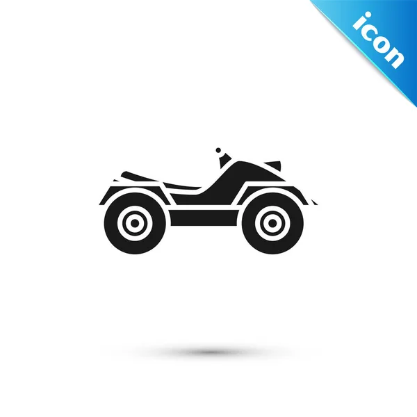 Preto All Terrain Veículo ou ATV motocicleta ícone isolado no fundo branco. Bicicleta Quad. Desporto extremo. Ilustração vetorial — Vetor de Stock