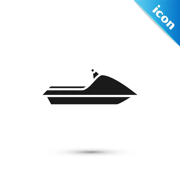 Svart jet ski ikon isolerad på vit bakgrund. Vattenskoter. Extrem sport. Vektor illustration — Stock vektor