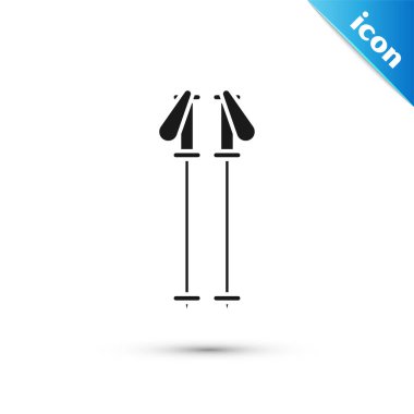 Siyah Kayak direkleri simgesi beyaz arka plan üzerinde izole. Ekstrem sporlar. Kayak ekipmanları. Kış sporları ikonu. Vektör İllüstrasyonu