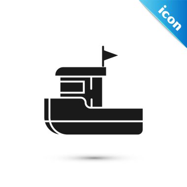 Siyah Balıkçı tekne simgesi beyaz arka plan üzerinde izole. Vektör İllüstrasyonu