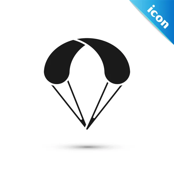 Icône Parachute noir isolée sur fond blanc. Le sport extrême. Équipement sportif. Illustration vectorielle — Image vectorielle