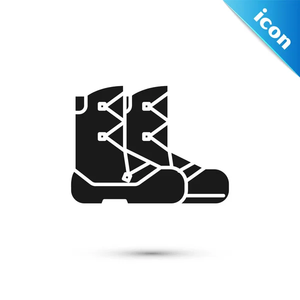 Ícone Black Boots isolado no fundo branco. Ilustração vetorial — Vetor de Stock