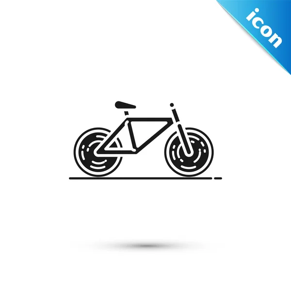 Ícone de bicicleta preto isolado no fundo branco. Corrida de bicicleta. Desporto extremo. Equipamento desportivo. Ilustração vetorial — Vetor de Stock