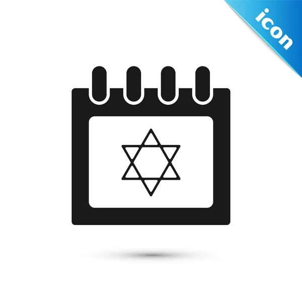 Μαύρο εβραϊκό ημερολόγιο με το αστέρι του Δαβίδ εικονίδιο απομονώνεται σε λευκό φόντο. "Χανουά ημερολογιακή μέρα" Απεικόνιση διανυσματικών φορέων — Διανυσματικό Αρχείο