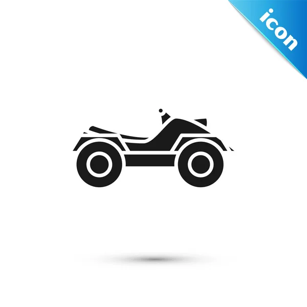 Véhicule tout terrain noir ou icône de moto de VTT isolé sur fond blanc. Quad bike. Le sport extrême. Illustration vectorielle — Image vectorielle