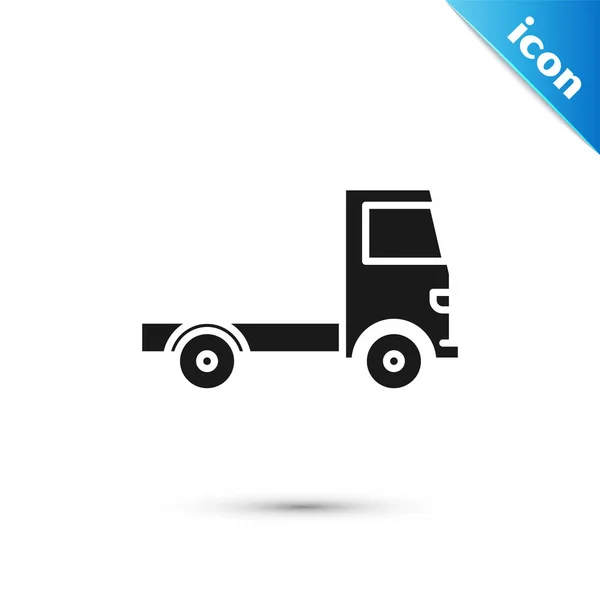 Black Delivery cargo truck vehicle icon isolated on white background. Vector Illustration — Stock Vector