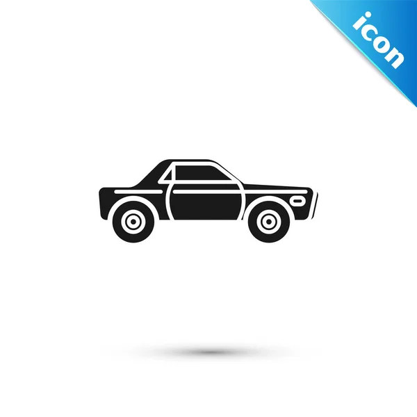Чорний седан автомобіль ікона ізольований на білому фоні. Векторна ілюстрація — стоковий вектор