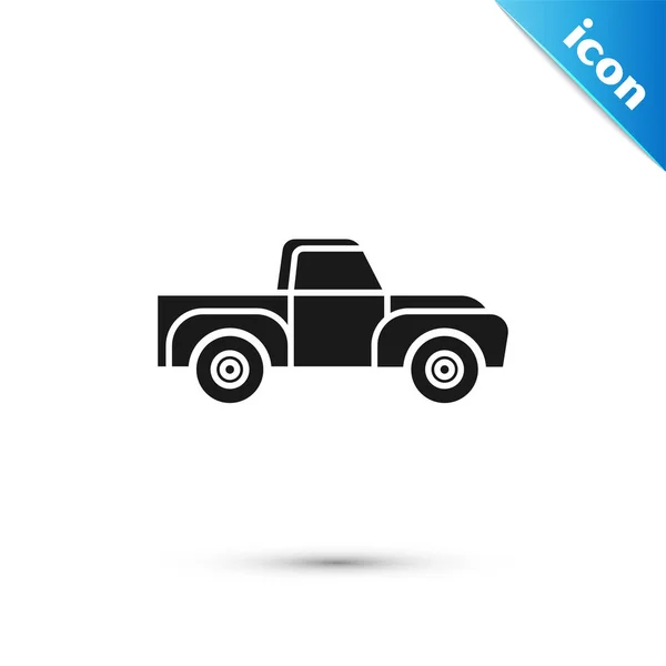 Black Pickup truck icon isolated on white background. Vector Illustration — Stock Vector