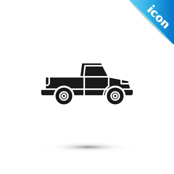 Icono de camioneta negra aislada sobre fondo blanco. Ilustración vectorial — Vector de stock