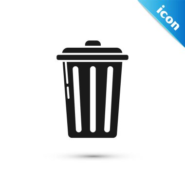 Siyah Çöp Kutusu simgesi beyaz arkaplanda izole edildi. Çöp kutusu tabelası. Sepet simgesini geri dönüştür. Ofis çöpü ikonu. Vektör İllüstrasyonu