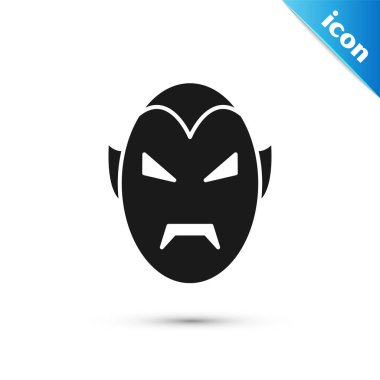 Siyah Vampir simgesi beyaz arka planda izole. Mutlu Cadılar Bayramı partisi. Vektör İllüstrasyonu