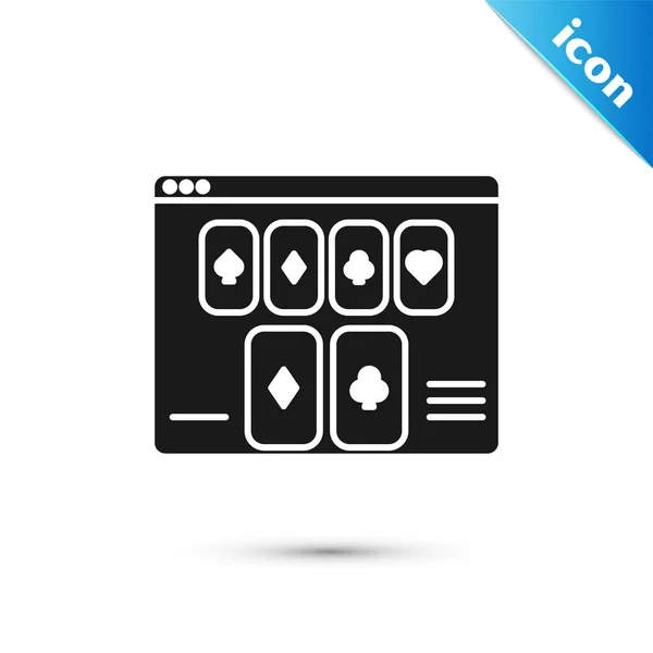 Black Online table de poker icône de jeu isolé sur fond blanc. Casino en ligne. Illustration vectorielle — Image vectorielle