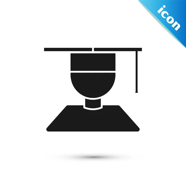 Negro Graduado y el icono de la gorra de graduación aislado sobre fondo blanco. Ilustración vectorial — Archivo Imágenes Vectoriales