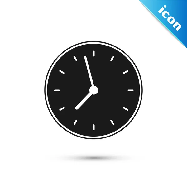 Icono del reloj negro aislado sobre fondo blanco. Símbolo de tiempo. Ilustración vectorial — Vector de stock