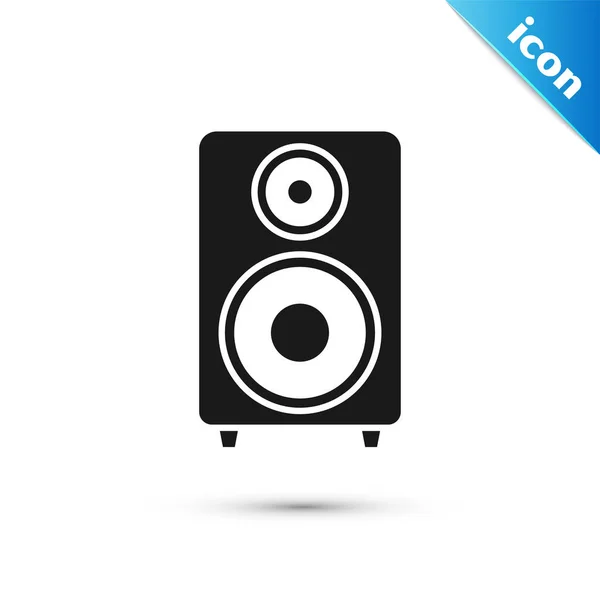 Zwart stereo speaker icoon geïsoleerd op witte achtergrond. Luidsprekers van het geluidssysteem. Muziekpictogram. Muzikale zuilluidspreker Bass-apparatuur. Vector illustratie — Stockvector