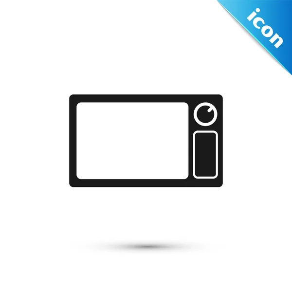 Černá mikrovlnná trouba ikona izolované na bílém pozadí. Ikona domácích spotřebičů. Vektorová ilustrace — Stockový vektor