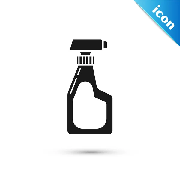 Black Cleaning spray bottle with detergent liquid icon isolated on white background. Vector Illustration — Stock Vector