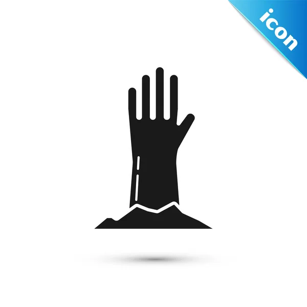 Black Zombie hand icon isolated on white background. Arm monster dead. Happy Halloween party. Vector Illustration — Stockový vektor