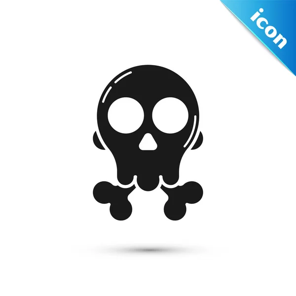 Black Skull on crossbones icon isolated on white background. Happy Halloween party. Vector Illustration — Stock Vector