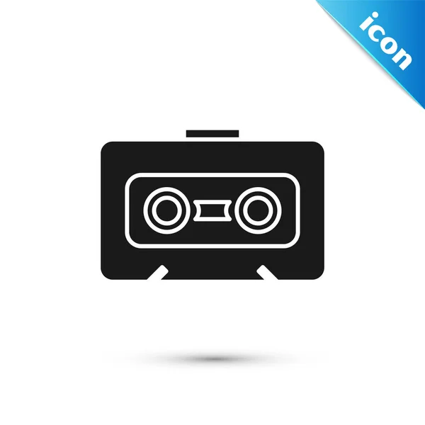 Icono de cinta de audio retro negro aislado sobre fondo blanco. Ilustración vectorial — Vector de stock