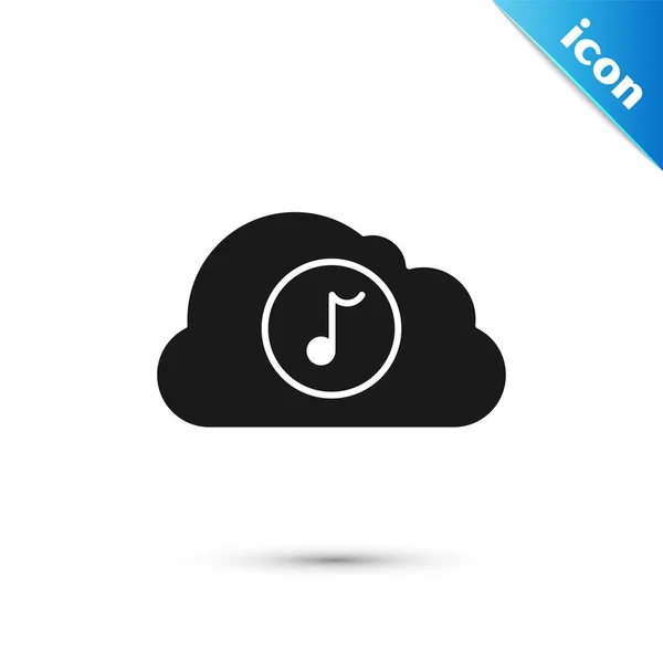 Black Music streaming service icon isolated on white background. Sound cloud computing, online media streaming, online song, audio wave. Vector Illustration — Stock Vector