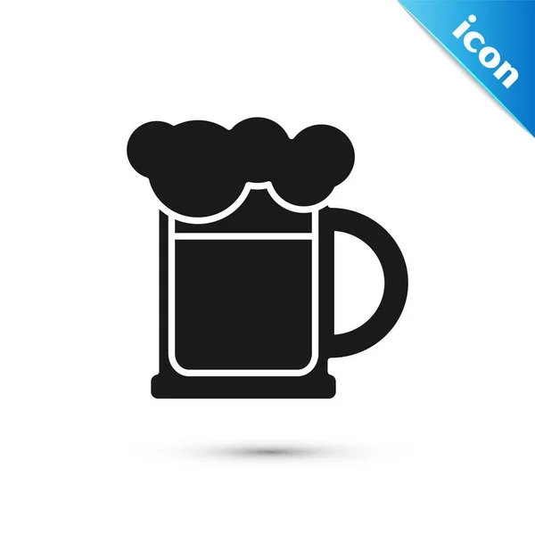 Black Wooden beer mug icon isolated on white background. Vector Illustration — Stock Vector