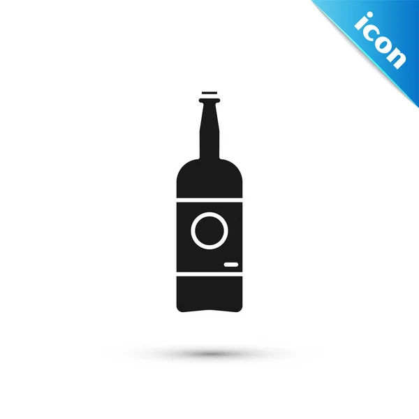 Zwarte bier fles pictogram geïsoleerd op witte achtergrond. Vector illustratie — Stockvector