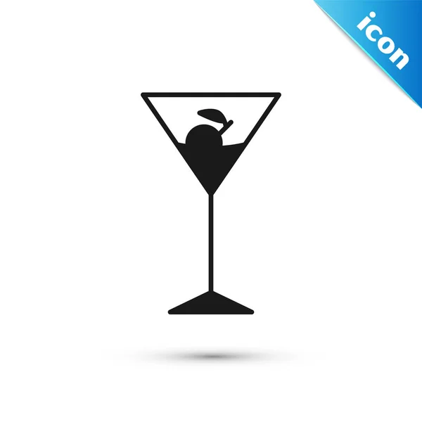 Icono de vidrio Martini negro aislado sobre fondo blanco. Icono de cóctel. Icono de copa de vino. Ilustración vectorial — Vector de stock