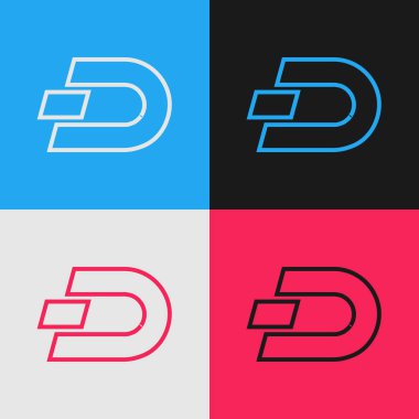 Renk çizgisi Cryptocurrency sikke Çizgi simgesi renk arka planda yalıtılmış. Dijital para birimi. Altcoin sembolü. Blockchain tabanlı güvenli kripto para birimi. Vintage tarzı çizim. Vektör İllüstrasyonu