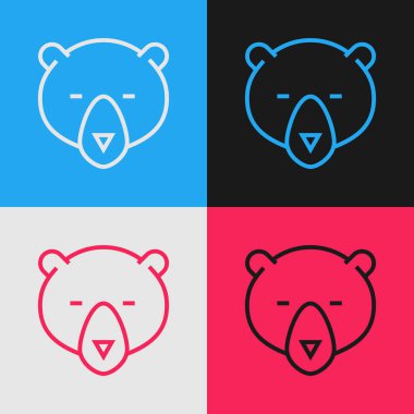 Renk çizgisi Ayı kafası simgesi renk arka planda yalıtılmış. Vintage tarzı çizim. Vektör İllüstrasyonu