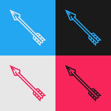 Renk çizgisi Hipster ok simgesi renk arka planda yalıtılmış. Vintage tarzı çizim. Vektör İllüstrasyonu