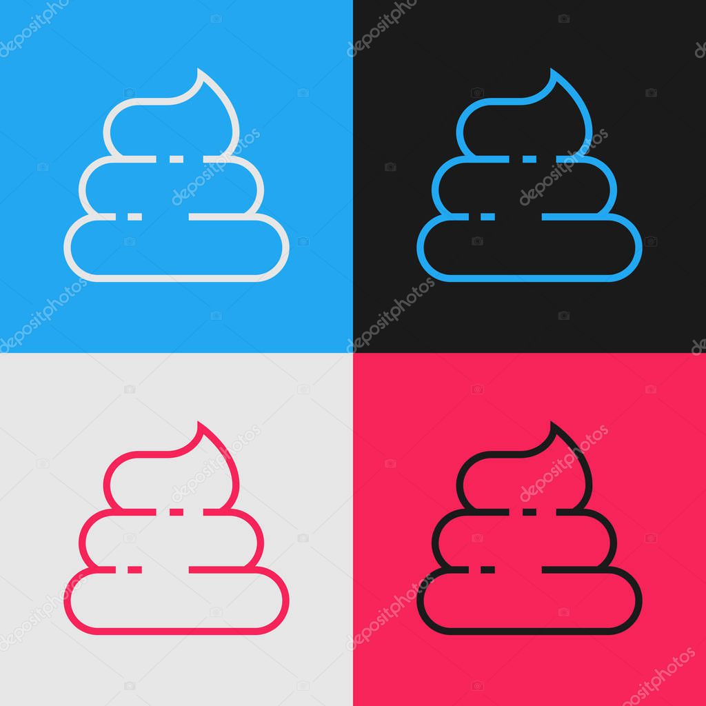 Color line Shit icon isolated on color background. Vintage style drawing. Vector Illustration