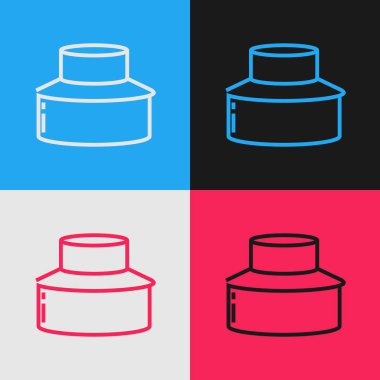 Renk çizgisi Arıcı ile koruma şapka simgesi renk arka planda izole. Özel koruyucu üniforma. Vintage tarzı çizim. Vektör İllüstrasyonu