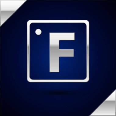 Silver Fahrenheit icon isolated on dark blue background. Vector Illustration