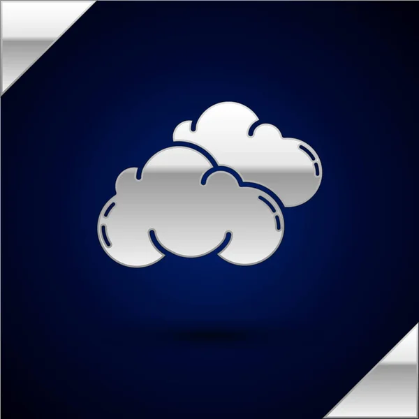 Silbernes Wolkensymbol isoliert auf dunkelblauem Hintergrund. Vektorillustration — Stockvektor