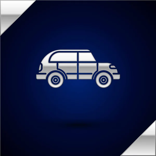Silver Hatchback car icon isolated on dark blue background. Vector Illustration — Stock Vector