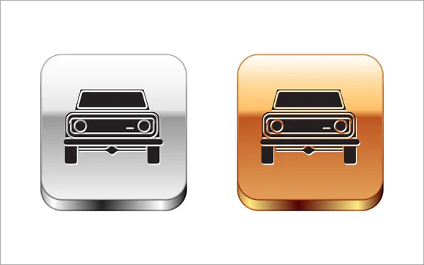 Negro Off icono del coche de carretera aislado sobre fondo blanco. Señal del jeep. Botón cuadrado plata-oro. Ilustración vectorial — Archivo Imágenes Vectoriales