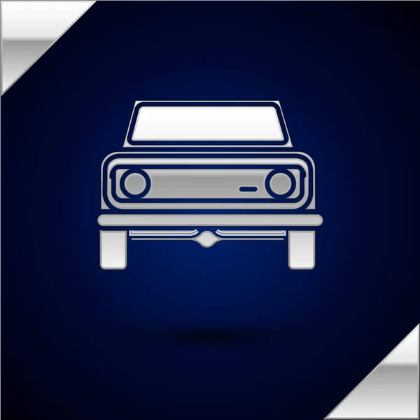 Silver Off icono de coche de carretera aislado sobre fondo azul oscuro. Señal del jeep. Ilustración vectorial — Vector de stock