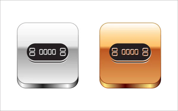 흰색 배경에 격리 된 검은 색 포커 테이블 아이콘입니다. 실버 골드 스퀘어 버튼. 벡터 일러스트레이션 — 스톡 벡터