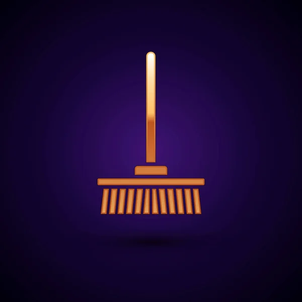Gold Mop icon isolated on dark blue background. Cleaning service concept. Vector Illustration — 스톡 벡터